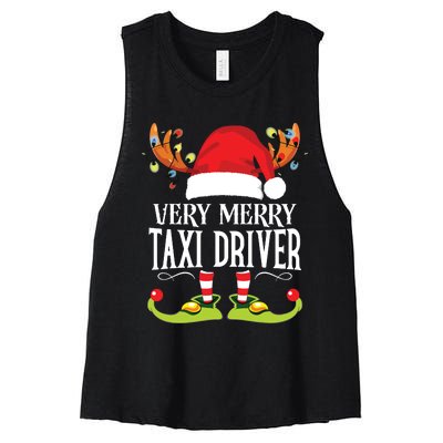 Very Merry Xmas Taxi Driver Matching Christmas Women's Racerback Cropped Tank