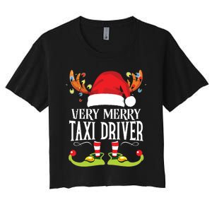 Very Merry Xmas Taxi Driver Matching Christmas Women's Crop Top Tee