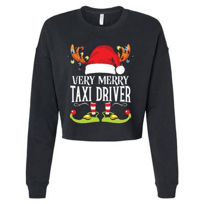 Very Merry Xmas Taxi Driver Matching Christmas Cropped Pullover Crew