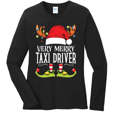 Very Merry Xmas Taxi Driver Matching Christmas Ladies Long Sleeve Shirt