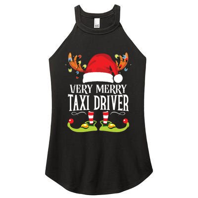 Very Merry Xmas Taxi Driver Matching Christmas Women's Perfect Tri Rocker Tank