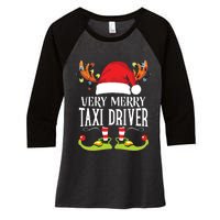 Very Merry Xmas Taxi Driver Matching Christmas Women's Tri-Blend 3/4-Sleeve Raglan Shirt