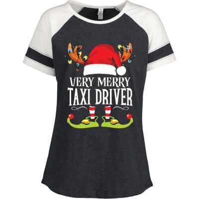 Very Merry Xmas Taxi Driver Matching Christmas Enza Ladies Jersey Colorblock Tee