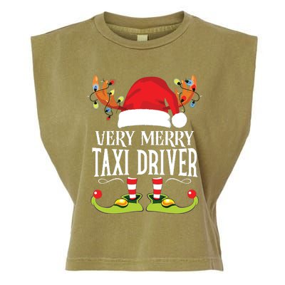 Very Merry Xmas Taxi Driver Matching Christmas Garment-Dyed Women's Muscle Tee