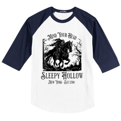 Vintage Mind Your Head Sleepy Hollow Headless Horseman Baseball Sleeve Shirt