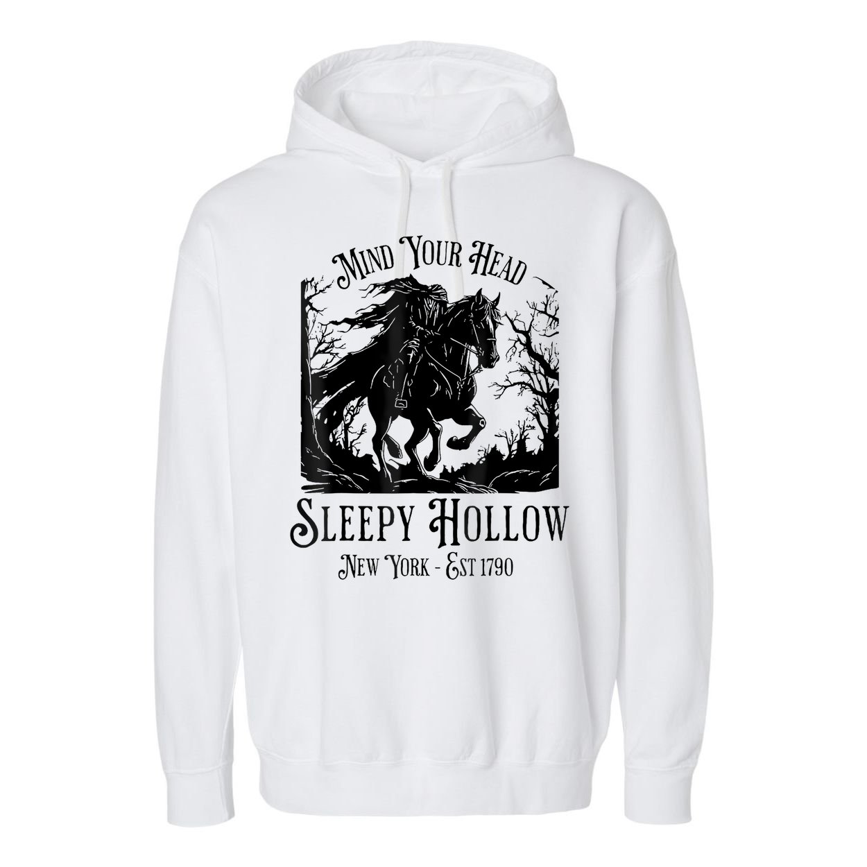 Vintage Mind Your Head Sleepy Hollow Headless Horseman Garment-Dyed Fleece Hoodie