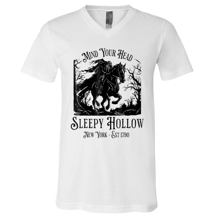 Vintage Mind Your Head Sleepy Hollow Headless Horseman V-Neck T-Shirt