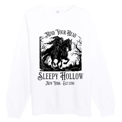 Vintage Mind Your Head Sleepy Hollow Headless Horseman Premium Crewneck Sweatshirt