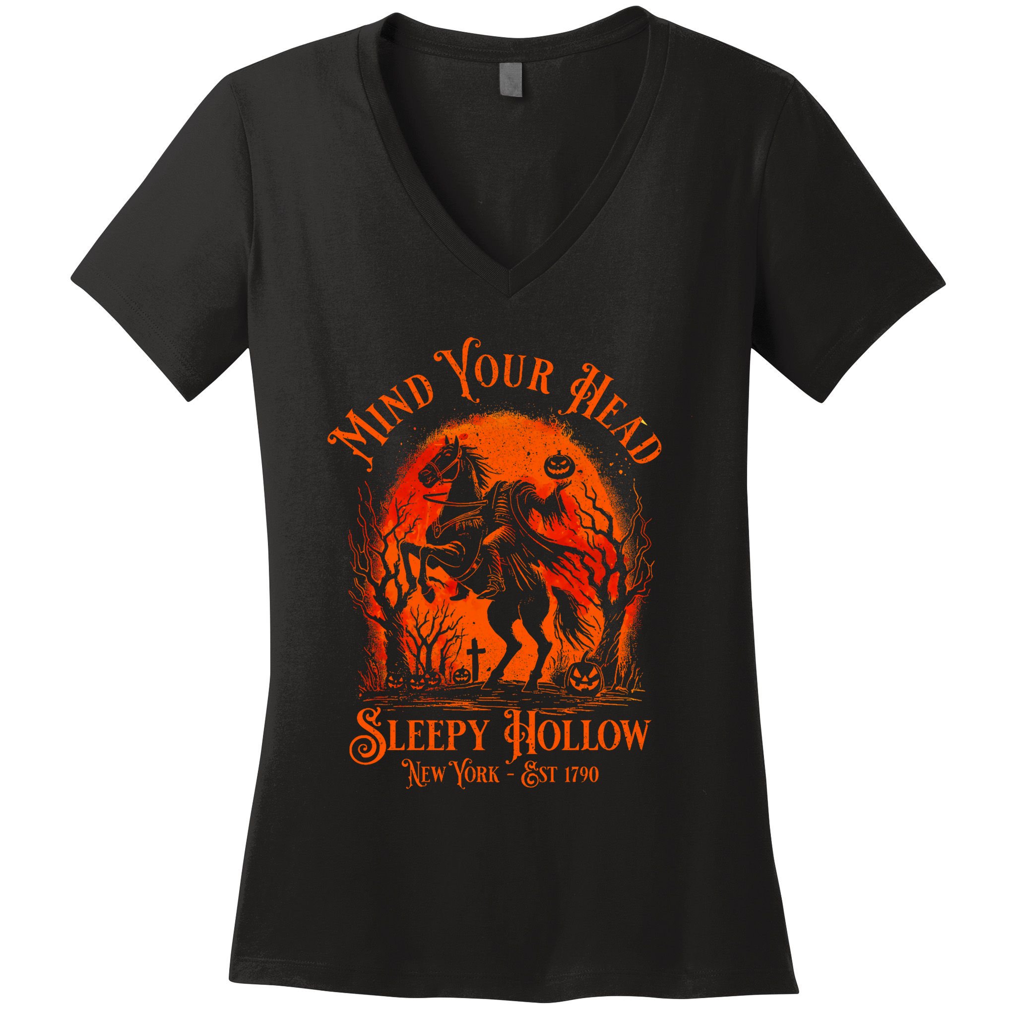 Vintage Mind Your Head Sleepy Hollow Headless Horseman Women's V-Neck T-Shirt