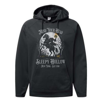 Vintage Mind Your Head Sleepy Hollow Headless Horseman Performance Fleece Hoodie