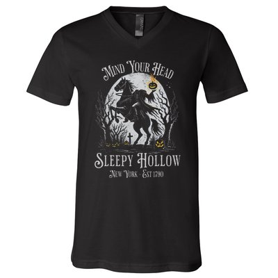 Vintage Mind Your Head Sleepy Hollow Headless Horseman V-Neck T-Shirt