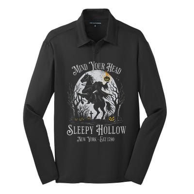 Vintage Mind Your Head Sleepy Hollow Headless Horseman Silk Touch Performance Long Sleeve Polo