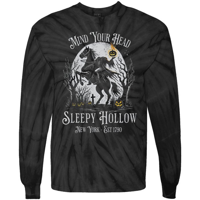 Vintage Mind Your Head Sleepy Hollow Headless Horseman Tie-Dye Long Sleeve Shirt