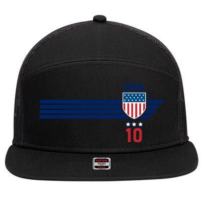 Vintage Number 10 USA Soccer American Flag Football Jersey 7 Panel Mesh Trucker Snapback Hat