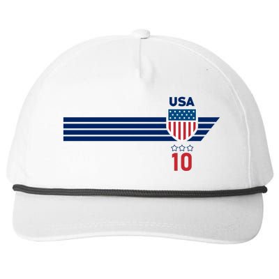 Vintage Number 10 USA Soccer American Flag Football Jersey Snapback Five-Panel Rope Hat