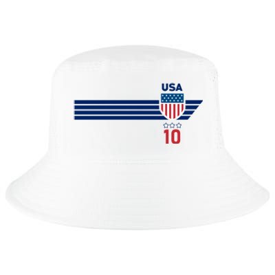 Vintage Number 10 USA Soccer American Flag Football Jersey Cool Comfort Performance Bucket Hat