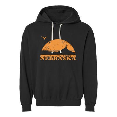 Vintage Nebraska 70s 80s Sunrise Ne Distressed Garment-Dyed Fleece Hoodie