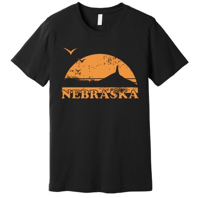 Vintage Nebraska 70s 80s Sunrise Ne Distressed Premium T-Shirt