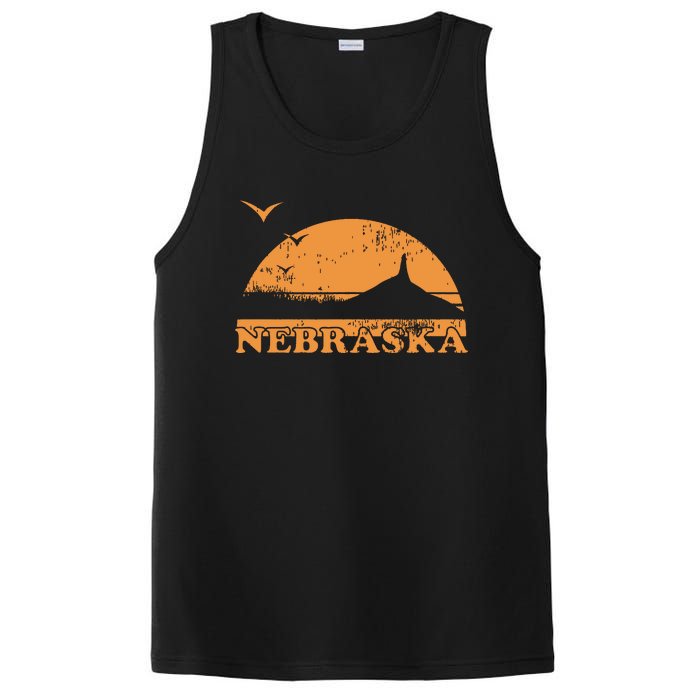 Vintage Nebraska 70s 80s Sunrise Ne Distressed PosiCharge Competitor Tank