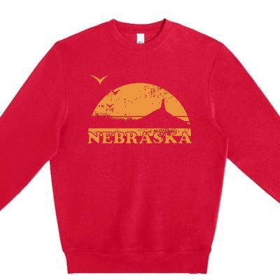 Vintage Nebraska 70s 80s Sunrise Ne Distressed Premium Crewneck Sweatshirt