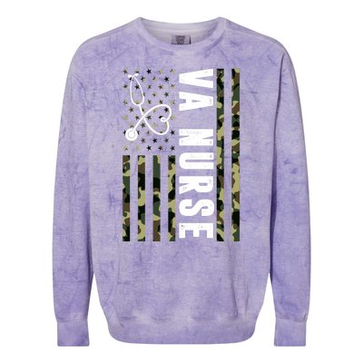 VA Nurse Army USA Flag Colorblast Crewneck Sweatshirt