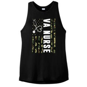 VA Nurse Army USA Flag Ladies PosiCharge Tri-Blend Wicking Tank