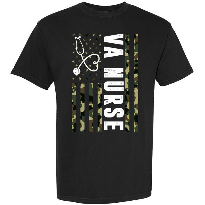 VA Nurse Army USA Flag Garment-Dyed Heavyweight T-Shirt