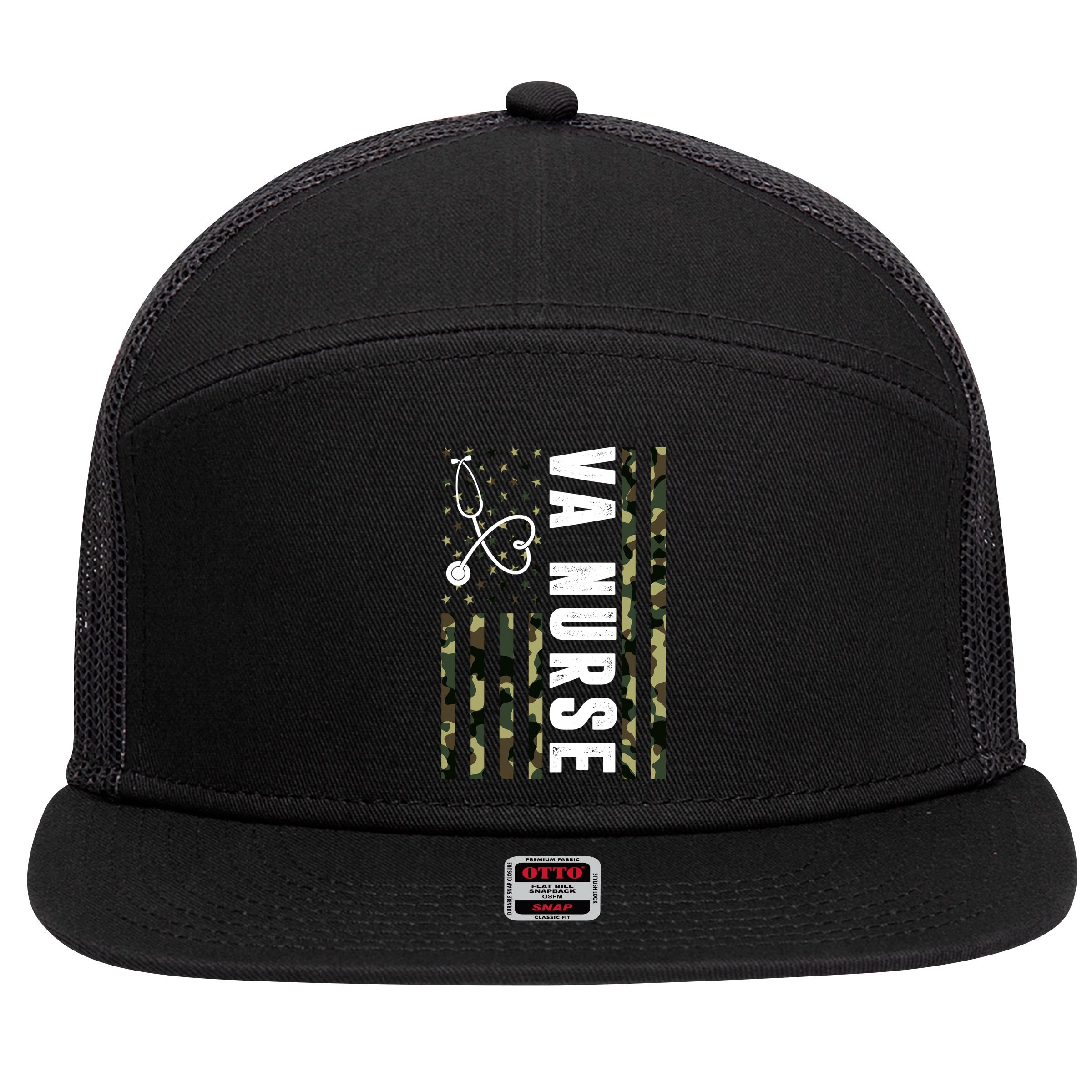 VA Nurse Army USA Flag 7 Panel Mesh Trucker Snapback Hat