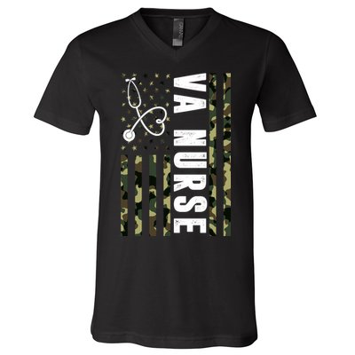 VA Nurse Army USA Flag V-Neck T-Shirt