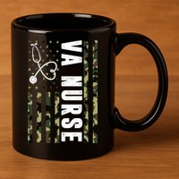 VA Nurse Army USA Flag 11oz C Handle Ceramic Mug