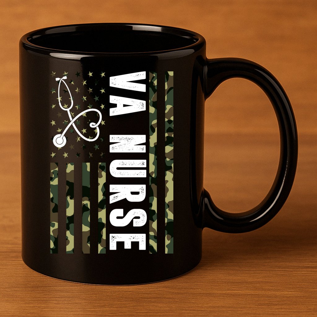 VA Nurse Army USA Flag 11oz C Handle Ceramic Mug
