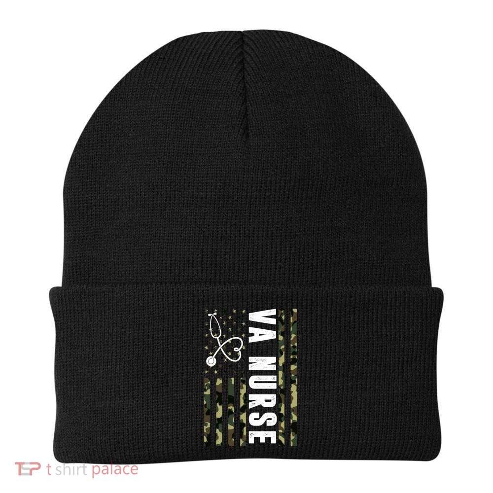 VA Nurse Army USA Flag Beanie
