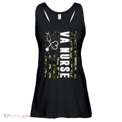 VA Nurse Army USA Flag Ladies Essential Flowy Tank