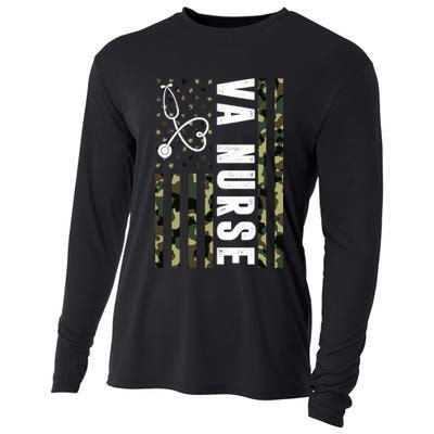 VA Nurse Army USA Flag Cooling Performance Long Sleeve Crew