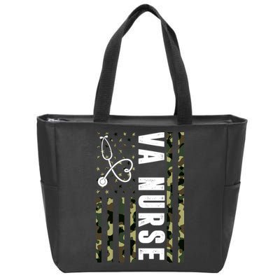 VA Nurse Army USA Flag Zip Tote Bag