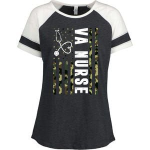 VA Nurse Army USA Flag Enza Ladies Jersey Colorblock Tee