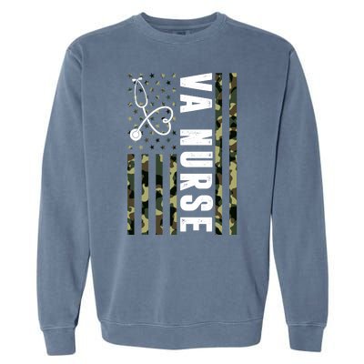 VA Nurse Army USA Flag Garment-Dyed Sweatshirt