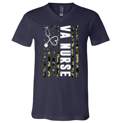 VA Nurse Army USA Flag V-Neck T-Shirt