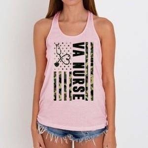 VA Nurse Army USA Flag Women's Knotted Racerback Tank