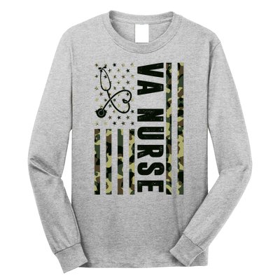 VA Nurse Army USA Flag Long Sleeve Shirt