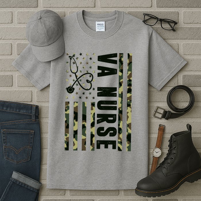 VA Nurse Army USA Flag Tall T-Shirt