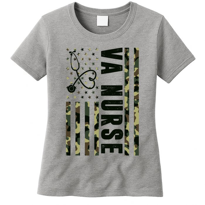 VA Nurse Army USA Flag Womens T-Shirt
