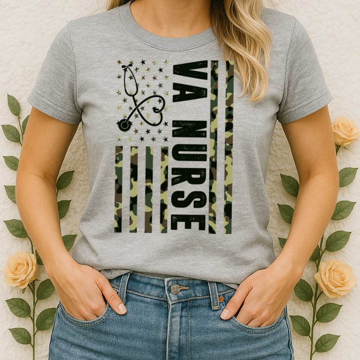 VA Nurse Army USA Flag Womens T-Shirt