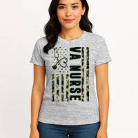 VA Nurse Army USA Flag Womens T-Shirt