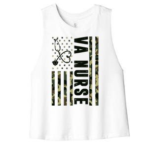 VA Nurse Army USA Flag Women's Racerback Cropped Tank