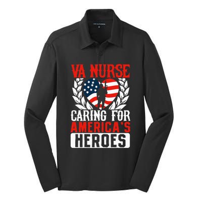 Va Nurse Americas Heros Merica Us Flag Patriot Silk Touch Performance Long Sleeve Polo