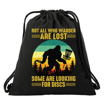 Vintage Not All Wander Are Lost Some Are Looking Disc Golf Drawstring Bag