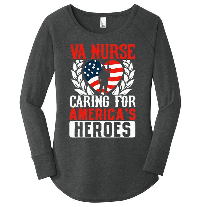 Va Nurse Americas Heros Merica US Flag Patriot Veterans Day Women's Perfect Tri Tunic Long Sleeve Shirt