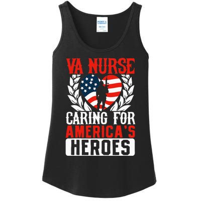 Va Nurse Americas Heros Merica US Flag Patriot Veterans Day Ladies Essential Tank