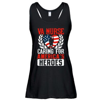 Va Nurse Americas Heros Merica US Flag Patriot Veterans Day Ladies Essential Flowy Tank